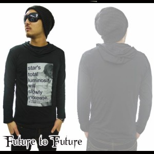 転写プリント７分袖パーカー＆ロンTシャツ セットブラック 28387-3 ネコポス送料無料 Future to Future