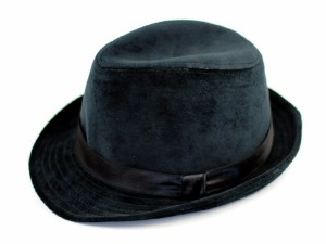 秋冬物 中折れハット 高級感 ベルベット調 黒色【ブラック 帽子 おしゃれ メンズ 可愛い レディース 中折れ帽子 HAT CAP】┃