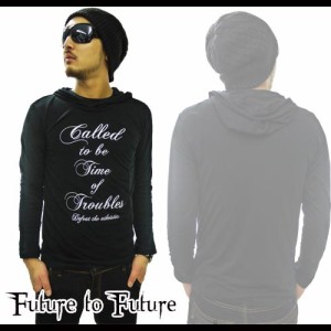 ７分袖パーカー長袖Tシャツ ブラック　グレー 28387-2 ネコポス送料無料 Future to Future