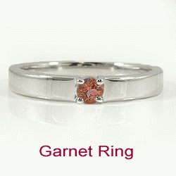 ガーネットリング ホワイトゴールドK18 指輪 1月誕生石 ピンキーリング 18金 送料無料 カラーストーンring