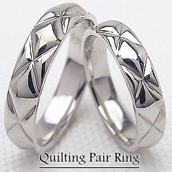 ペアリング 結婚指輪 マリッジリング ホワイトゴールドK10 キルティング 指輪 2本セット 送料無料