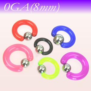 【メール便対応】UVアクリル＊ステンレスボール 0G(8mm)コラボレーション キャプティブビーズリング コンビ デザイン リングピアス 0ゲー