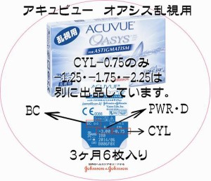 14日定期交換使い捨てコンタクトレンズ　ジョンソン&ジョンソン　アキュビューオアシス 乱視用１箱6枚入【CYL-0.75】 