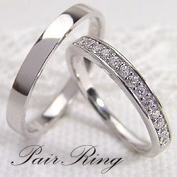 結婚指輪 プラチナ エタニティリング ダイヤモンド 平打ち ペアリング