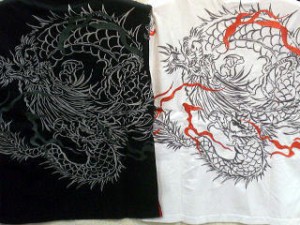 錦　和柄　半袖Ｔシャツ　登龍と双龍　総刺繍　NISHIKI