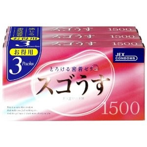 即納★【☆3個パックでお買い得♪】売れてマス★スゴうす 1500 お徳用 3個パック　薄型コンドーム ゴム スキン うすうす JEX