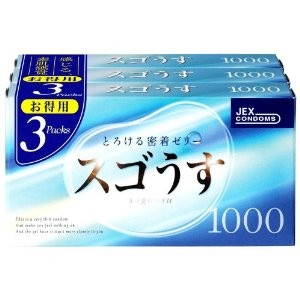 【即納!!】売れてマス!!★3個パックでお買い得♪スゴうす 1000×3Ｐ　薄型コンドーム  ゴム スキン うすうす 3箱パック