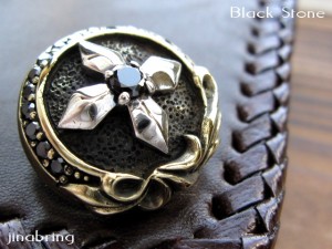 【レビュー投稿で10％ポイント還元】半額♪BLACKcz【ブレードクロス】財布カスタムに！■立体アラベスク彫りシルバー925&ブラス・コンチ