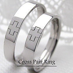 結婚指輪 クロス ペアリング マリッジリング 2本セット 十字架 ホワイトゴールドK10 10金 送料無料