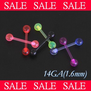 【メール便対応】【特価】UVアクリル バーベル 14G ボディピアス ストレート ミディアムサイズ (1.6mm) ボディピアス ┃