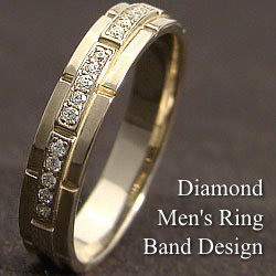 メンズリング バンドデザインアクセサリー ジュエリーショップ 男性用指輪 イエローゴールドK18 K18YG オシャレアイテム