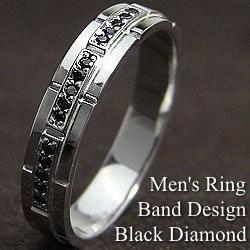 ブラックダイヤモンド メンズリング ホワイトゴールドK18 K18WGアクセサリーショップ 男性用指輪 バンドデザイン オシャレ