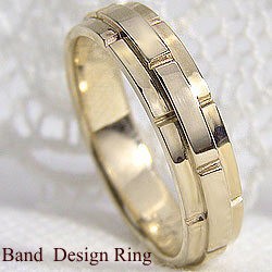 バンドデザイン イエローゴールドK10 幅広 ピンキーリング 10金 結婚指輪 レディースリング ベルト