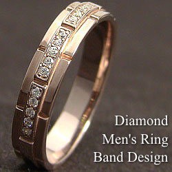 指輪 メンズ リング ダイヤモンド ピンクゴールドK10 10金 ゴールド 男性用 ベルト