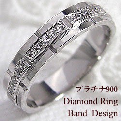 プラチナ バンドデザイン ダイヤモンドリング Pt900 幅広 ピンキーリング 結婚指輪 レディースリング ベルト