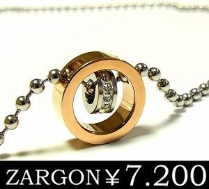 即納 送料無料【ZARGON】ザルゴンダイヤモンドCZステンレスネックレス/サークル/フルエタニティー/プレゼント/ピンクゴールド/gps8360ro/