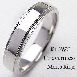 シンプルメンズリング K10WG ring ホワイトゴールドK10アクセサリーショップ オシャレ 男性用指輪