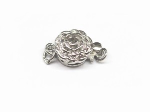 ネックレスクラスプ 花 9mm Aタイプ パール ジュエリーなどの留め具 フラワー 留め金具 薔薇 バラ アクセパーツ シルバーカラー ネックレ