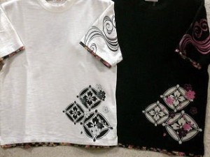 カラクリ 和柄半袖フェイクレイヤードTシャツ　般若刺繍 KARAKURI