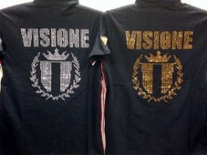 【値下げ！】ＶＩＳＩＯＮＥ -ビジオネ-　　イタリアンテープ&ラインストーン半袖ポロシャツ