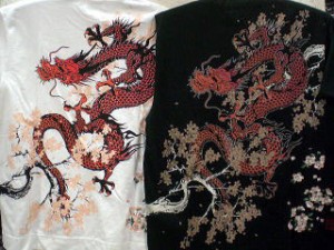 カラクリ魂  和柄半袖Tシャツ  赤龍　KARAKURI