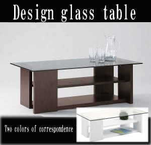 送料無料 高級 ガラスセンターテーブル 棚付き ２色対応 長方形 ローテーブル 木製 棚付き ガラステーブル 100