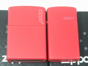 ジッポーZippo レッドマット・ペア（赤無地）ジッポーロゴ#233＆1633ZL