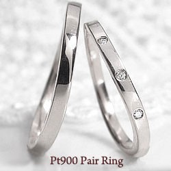 指輪 ペアリング プラチナ ダイヤモンド Pt900  マリッジリング 婚約 結婚指輪 ミル打ち