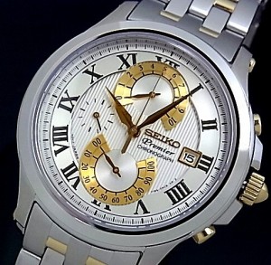 SEIKO/セイコー【Premier/プルミエ】クロノグラフ ダブルレトログラード メンズ腕時計 コンビメタルベルト シルバー文字盤 SPC068P1 