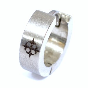 ステンレスフープピアス【クロス 】 【直径13mm】 【片耳ピアス】