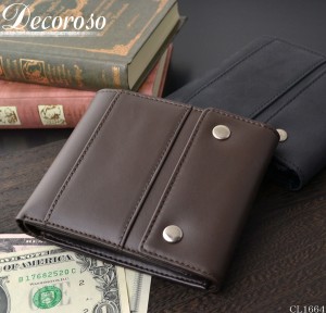 二つ折り財布 メンズ 牛革 コンパクトウォレット Decoroso デコローゾ 【CL-1664】 ブランド 人気