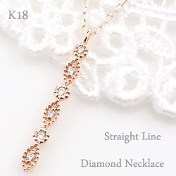 ダイヤモンド ペンダント ネックレス 18金 Iライン 縦長 Diamond K18WG K18PG K18YG 送料無料