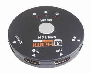 HDMI切替器/セレクター 3HDMI to HDMI（メス→オス） 3D対応 V1.4（ 3入力 to 1出力)丸いタイプスリム仕様