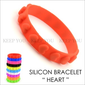 【メール便対応】カラブレ ≪ハート型スタッズ≫ シリコンブレスレット カラーブレス【鋲 カラフル ブレスレット】BRACELETS-8 ┃