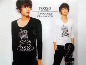 rosso by VICE FAIRY 　長袖ＶネックＴシャツ　クラウンスカル