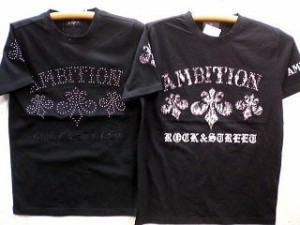 BE AMBITION  半袖Tシャツ　百合アップリケ　スタッズ　ビーアンビション