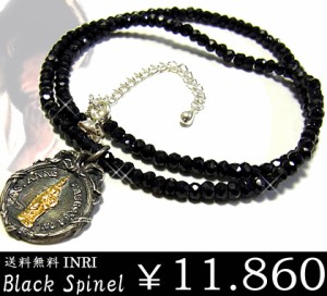 BOX付き”INRIマリアゴールドシルバー925ブラックスピネルネックレス/ギフト/stp001451black