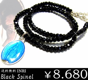 BOX付き”INRIマリアシルバー925ブラックスピネルネックレス/ギフト/stp002183black