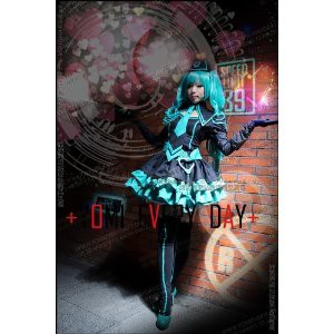 DK1697  コスプレ衣装♪Vocaloid 初音ミク 恋愛フィロソフィア 帽子付き 完全オーダメイドも対応可 コスチューム、コスプレ 