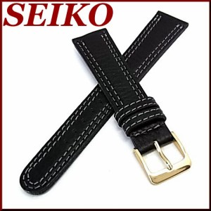 SEIKO/セイコー【メンズ腕時計用替えベルト】牛革スムースダブルステッチベルト ブラックレザー 18-15 DED7