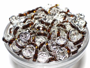 【天然石 パーツ】カラーロンデル 6mm 茶色(Y-1) [10個セット] パワーストーン