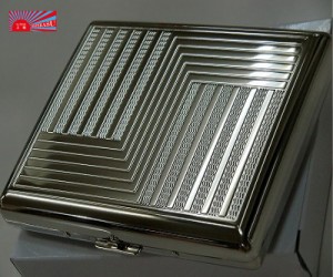 【PEARL】カジュアルメタル シガレットケース ニッケルパターン ロング可 金属製 100mm 20本 タバコケース 人気 メタル ブランド