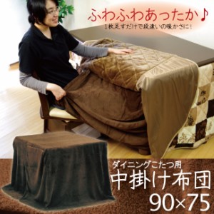 ダイニングこたつ用 中掛け毛布 幅90×75cm用 ハイタイプ ダイニングコタツ用 ふんわり 毛布地 中掛毛布 中掛け布団 コード用穴 高脚こた