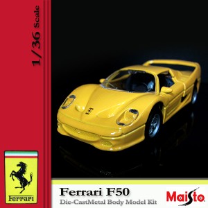 【MAISTO】マイスト FERRARI フェラーリ F50 1/36 Scale DIE CAST METAL BODY MODEL KID Yellow (2)
