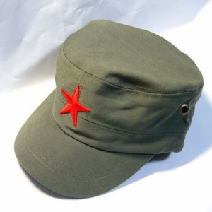 カーキ色 高級人民帽子 刺繍赤星