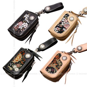 【父の日ギフト】花山　カザン　キーウォレット　京桜　ブラック　K-25K　キーケース　コインケース　デグナー　メンズ　レディース