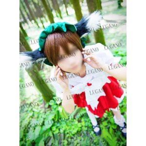 DK1802 東方Project 橙風★ 衣装 + 耳飾り + 尾風 コスチューム コスプレ　コスプレ衣装　完全オーダメイドも対応可能