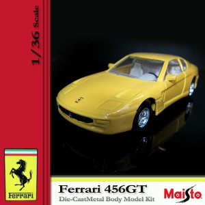 【MAISTO】マイスト FERRARI フェラーリ 456GT 1/36 Scale DIE CAST METAL BODY MODEL KID Yellow (4)