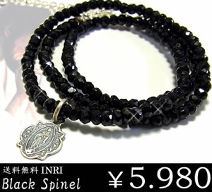 BOX付き”INRIマリアシルバー925ブラックスピネルネックレス/ギフト/stp001749black