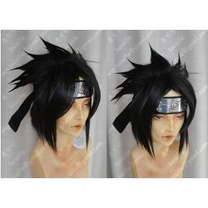 DW642 NARUTO-ナルト うちはサスケ風 　コスプレウィッグ ＋ウイッグネット 